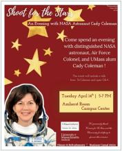 Flyer advertising "Shoot for the Stars: An Evening with Cady Coleman"