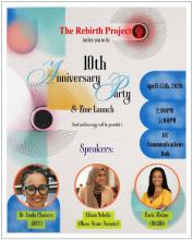 Flyer for 10th anniversary party and Zine launch featuring speakers