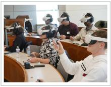 Students wearing Oculus headsets